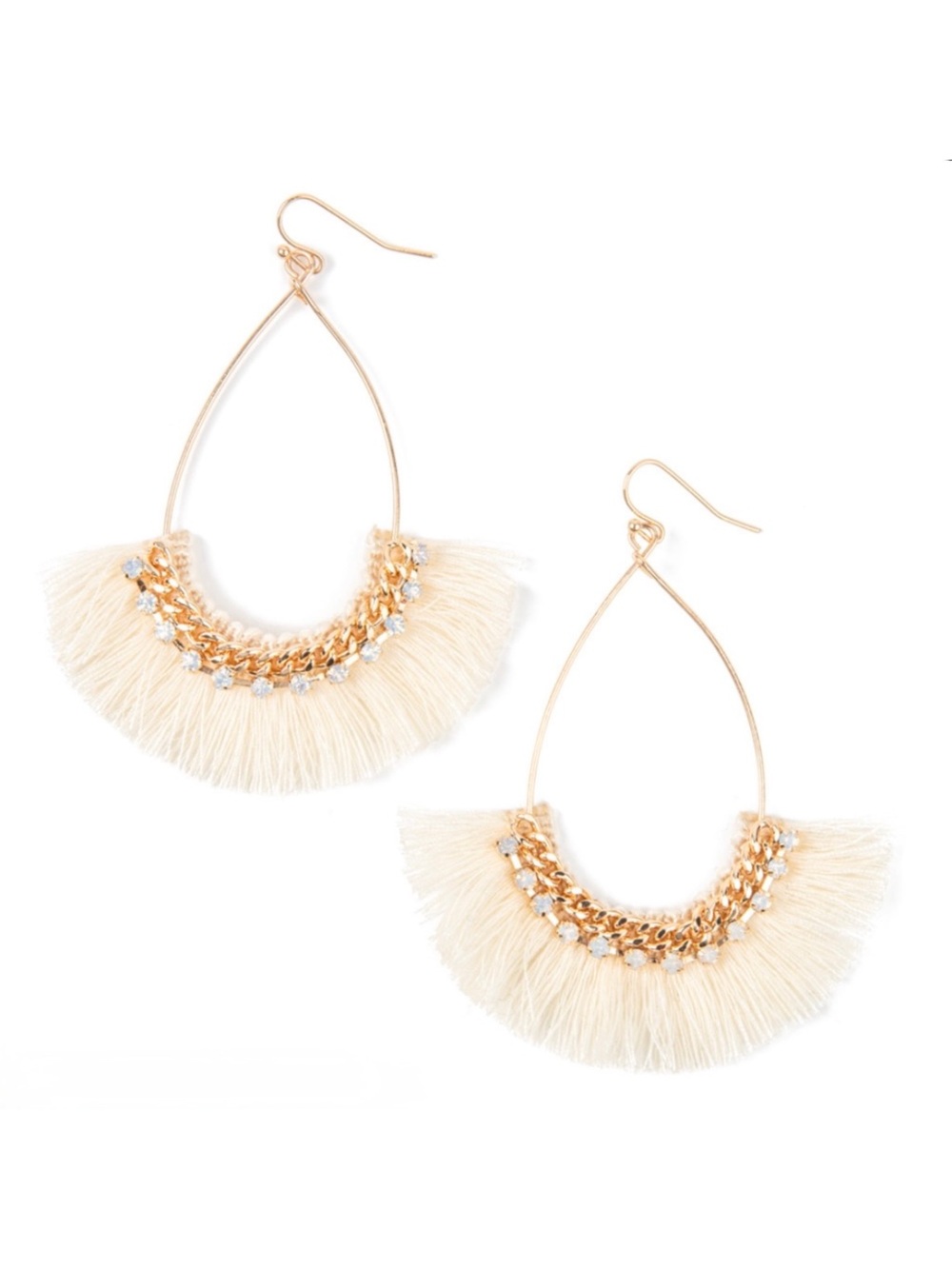 NEW Esperanza Cream Fringe and Gold Earrings Plunder